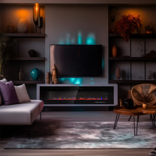Cheminée électrique décorative — mise en situation